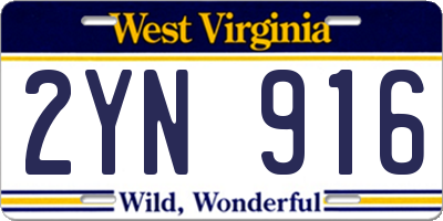 WV license plate 2YN916