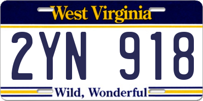 WV license plate 2YN918