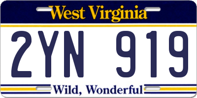 WV license plate 2YN919