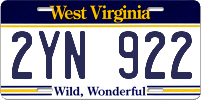 WV license plate 2YN922