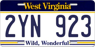 WV license plate 2YN923