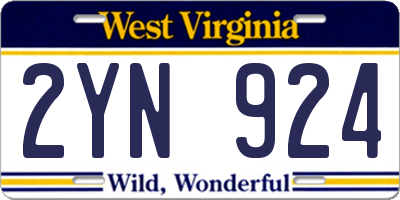 WV license plate 2YN924