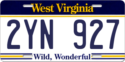 WV license plate 2YN927