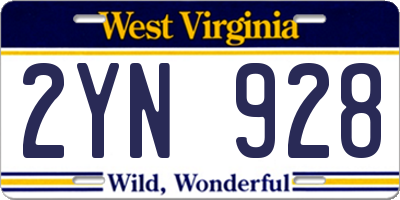 WV license plate 2YN928