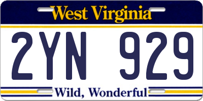 WV license plate 2YN929