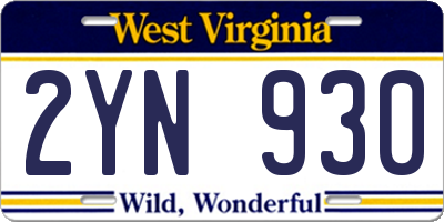 WV license plate 2YN930