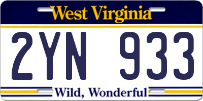 WV license plate 2YN933