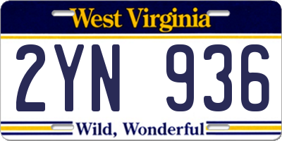 WV license plate 2YN936