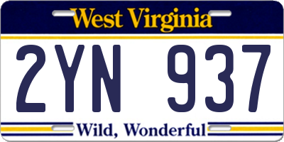 WV license plate 2YN937