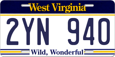 WV license plate 2YN940