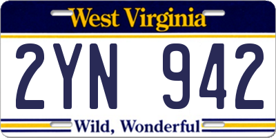WV license plate 2YN942