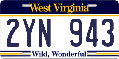 WV license plate 2YN943