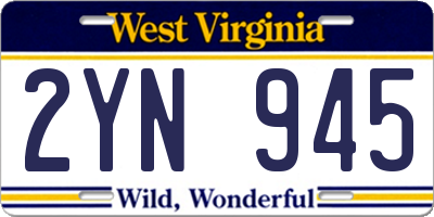 WV license plate 2YN945