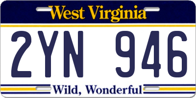 WV license plate 2YN946