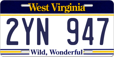 WV license plate 2YN947