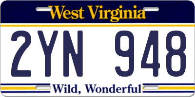 WV license plate 2YN948