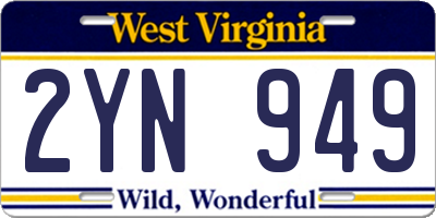 WV license plate 2YN949