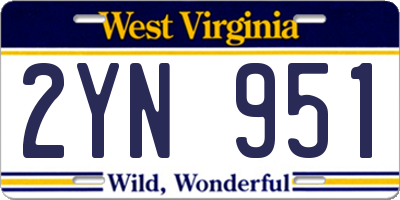 WV license plate 2YN951