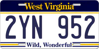 WV license plate 2YN952