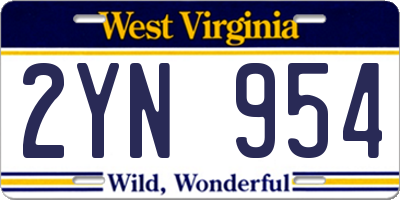 WV license plate 2YN954