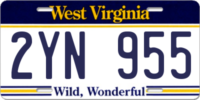 WV license plate 2YN955