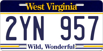 WV license plate 2YN957