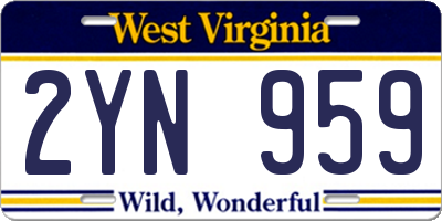 WV license plate 2YN959