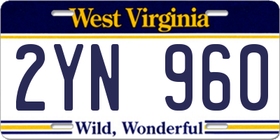 WV license plate 2YN960
