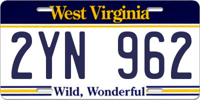 WV license plate 2YN962