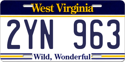 WV license plate 2YN963