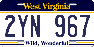 WV license plate 2YN967