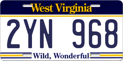 WV license plate 2YN968