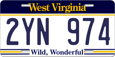 WV license plate 2YN974