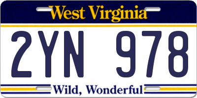 WV license plate 2YN978