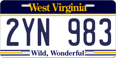 WV license plate 2YN983