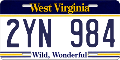 WV license plate 2YN984