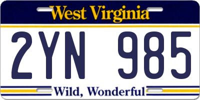 WV license plate 2YN985