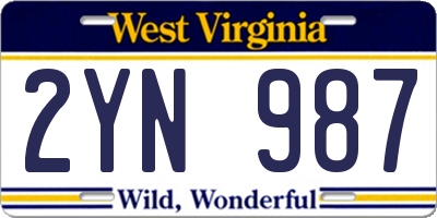 WV license plate 2YN987