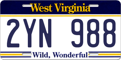 WV license plate 2YN988