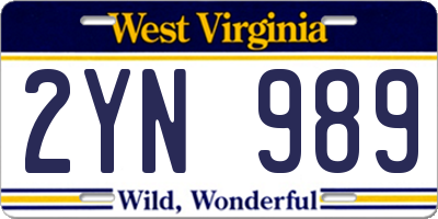 WV license plate 2YN989