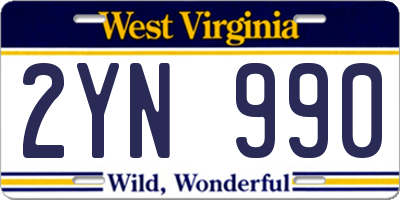 WV license plate 2YN990