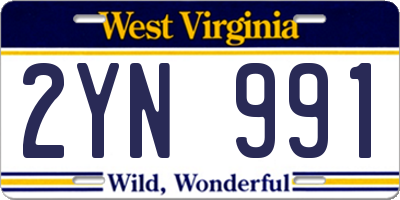 WV license plate 2YN991