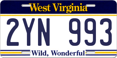 WV license plate 2YN993