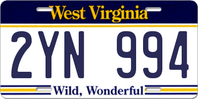 WV license plate 2YN994
