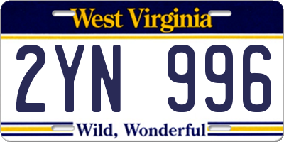 WV license plate 2YN996