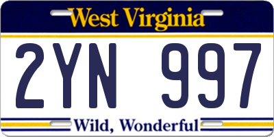 WV license plate 2YN997