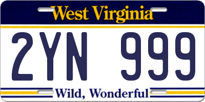 WV license plate 2YN999