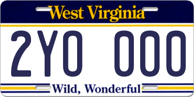 WV license plate 2YO000