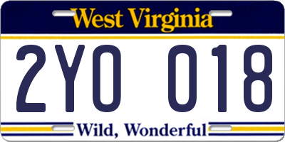WV license plate 2YO018