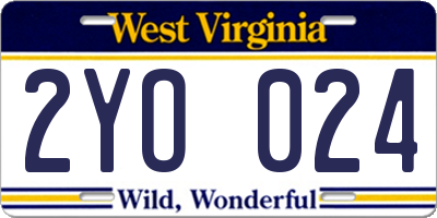 WV license plate 2YO024